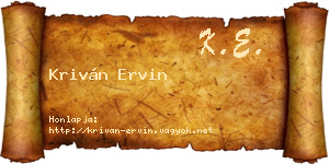 Kriván Ervin névjegykártya
